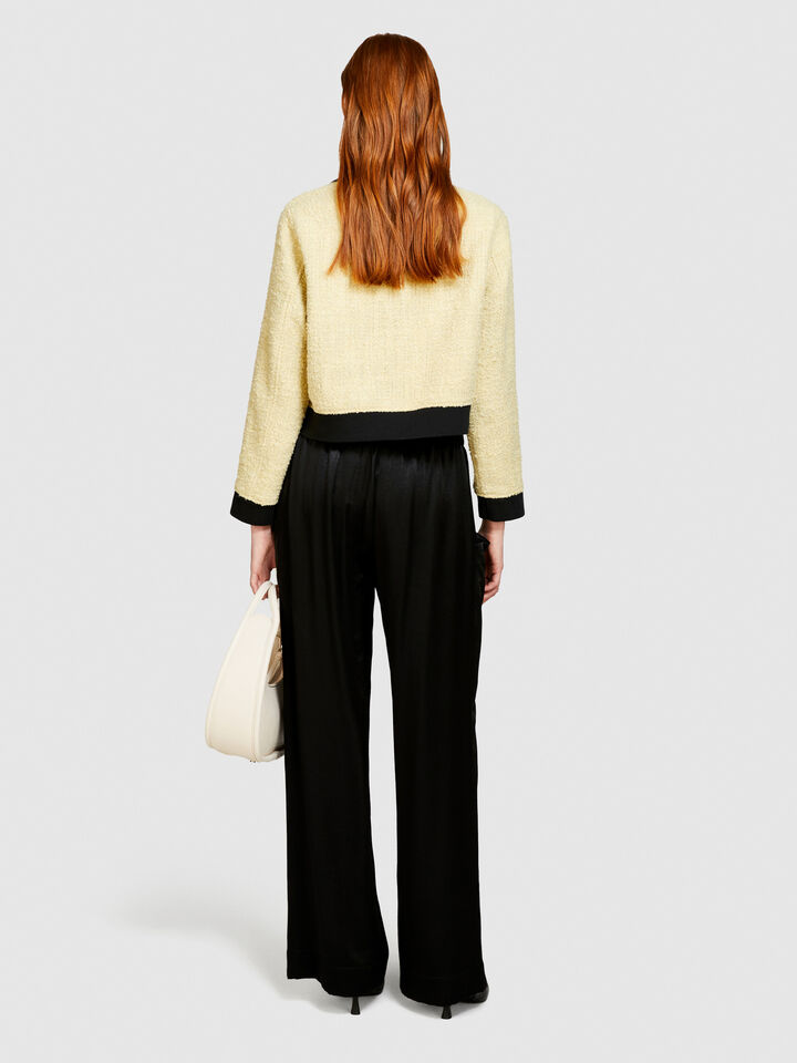 Bouclè jacket with contrast - women's jackets - Yellow | Sisley image number 3